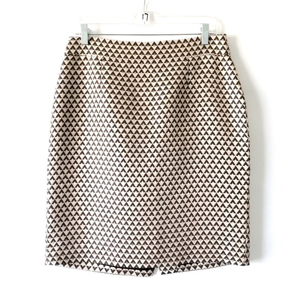 Banana Republic Black Neutral Gold Back Slit Geometric Straight Skirt Size 8 - Picture 1 of 7